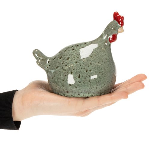 Prodotto Figura decorativa in ceramica a forma di pollo per la zona giorno, dal design rustico e dalla forma astratta, 13 cm, 2 pezzi