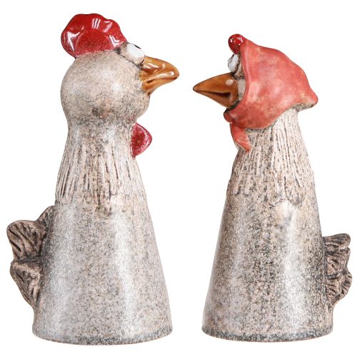Prodotto Galline decorative in ceramica Gallo e gallina pasquale H20/22cm 2 pezzi