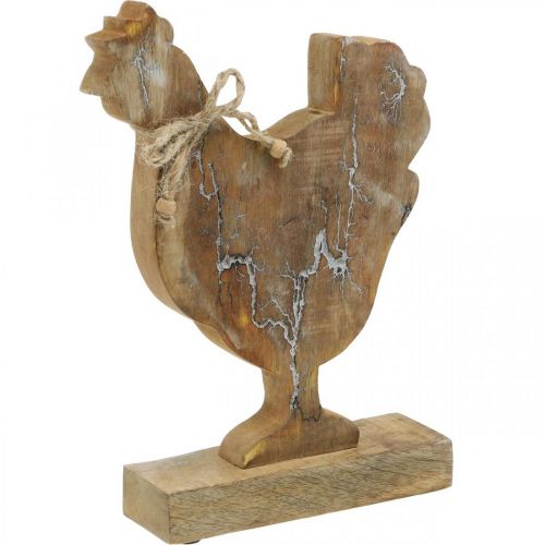 Floristik24 Pollo in legno, decoro primaverile, figura pasquale naturale, lavato bianco H26cm