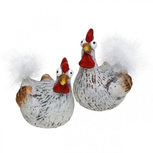 Floristik24 Galline pasquali Pollo divertente Polli Deco Ceramica 4 pezzi