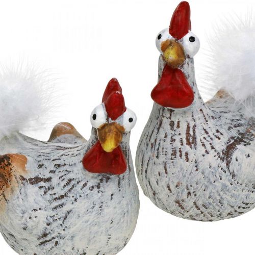 Floristik24 Galline pasquali Pollo divertente Polli Deco Ceramica 4 pezzi