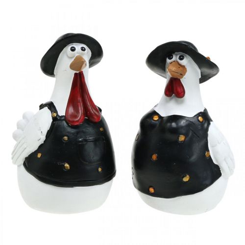 Floristik24 Coppia di galline, decorazione pasquale, primavera, galline decorative con cappello H11cm set di 2