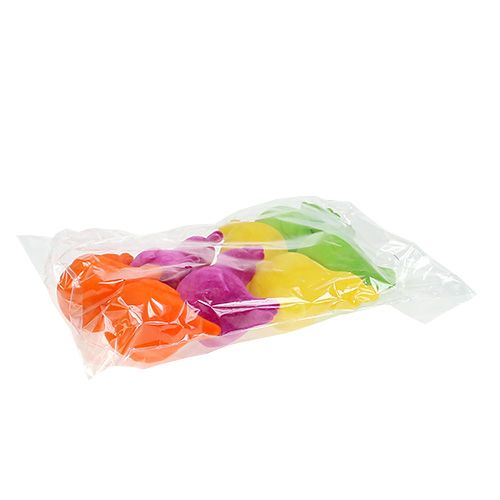 Floristik24 Pollo floccato figure pasquali decorazioni da tavola Pasqua colorate 8pz