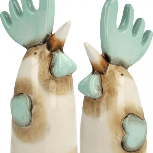 Prodotto Decorazione da cucina in ceramica a forma di gallo, colore azzurro marrone, altezza 23 cm, 2 pezzi