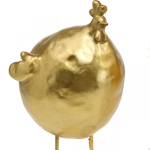 Floristik24 Decorazione di pollo dorata da cucina Decorazione pasquale H21,5 cm 2 pezzi