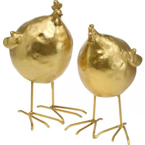 Decorazione di pollo dorata da cucina Decorazione pasquale H21,5 cm 2 pezzi