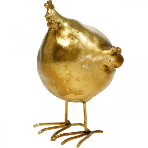 Prodotto Decorazione di Pasqua pollo decorativo figura tonda dorata, H10 cm 2pz