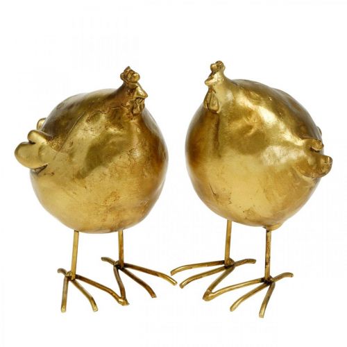 Floristik24 Decorazione di Pasqua pollo decorativo figura tonda dorata, H10 cm 2pz
