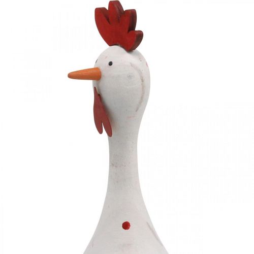 Floristik24 Pollo decorativo in legno bianco con pois Figura di Pasqua Ø7cm H20cm