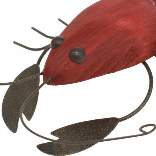 Floristik24 Figura decorativa aragosta marittima in legno e metallo rosso 15x12cm