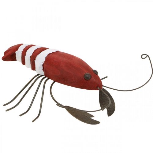 Floristik24 Figura decorativa aragosta marittima in legno e metallo rosso 15x12cm