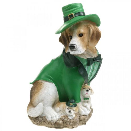 Prodotto Beagle con cappello per il giorno di San Patrizio Cane in tuta da giardino Decor Hound H24,5 cm