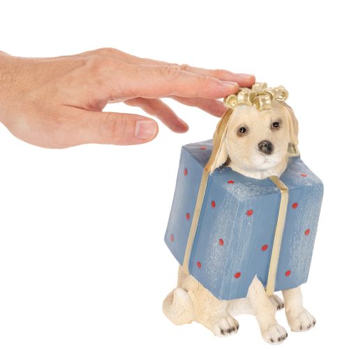Statuetta decorativa di un cucciolo seduto in una confezione regalo, 20 cm | Floristik24.it