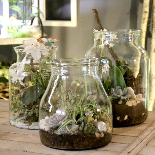 Floristik24 Vaso da terra in vetro decorativo Ø21cm H30cm