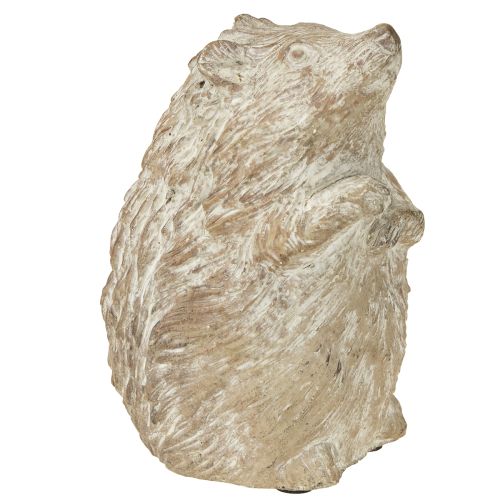 Decorazione autunnale a forma di riccio in pietra fusa, dipinta di bianco, altezza 14,5 cm
