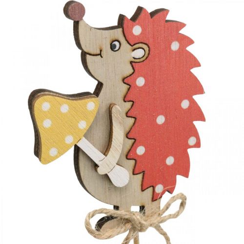 Floristik24 Riccio con bastoncini di fiori, decorazione in legno, figura autunnale H9,5 cm L32 cm 12 pezzi