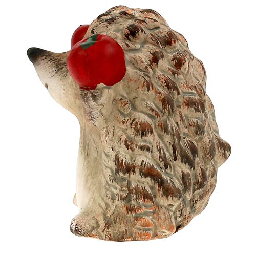 Floristik24 Figura in ceramica riccio con mela marrone 7,5 cm