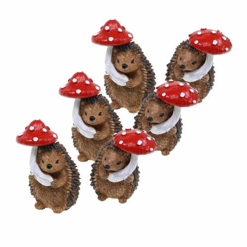 Floristik24 Statuina autunnale riccio con fungo H7cm 6pz