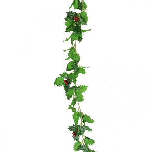 Floristik24 Ghirlanda natalizia agrifoglio artificiale Ghirlanda di ilex 160 cm