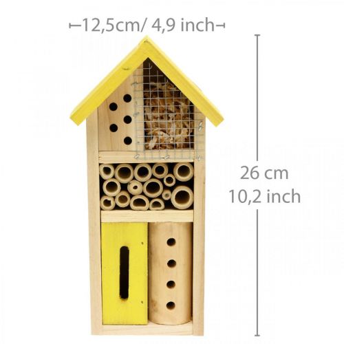 Prodotto Scatola per nidificazione da giardino per casa per insetti in legno gialla per hotel per insetti H26cm