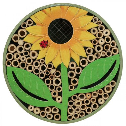 Casetta per insetti Casetta per insetti rotonda in legno Girasole verde Ø25cm