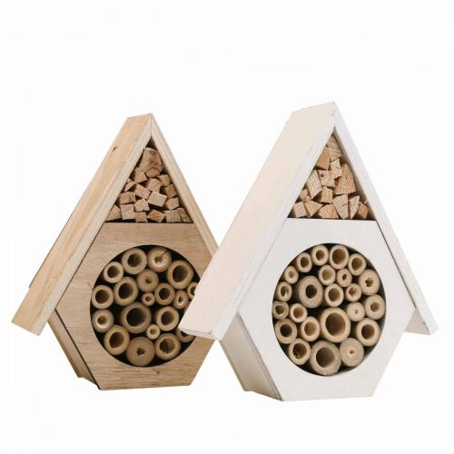 Prodotto Hotel per insetti Nido d&#39;ape Hotel per api Legno Bianco Naturale H18,5 cm 2 pezzi