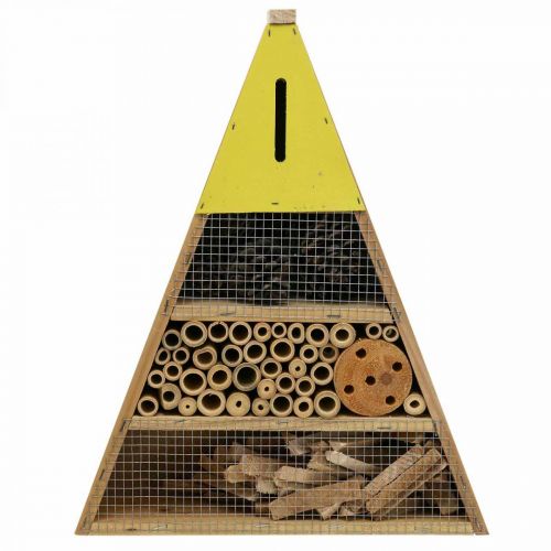 Floristik24 Hotel per insetti Casetta per insetti Legno Verde Giallo 30,5x39 cm
