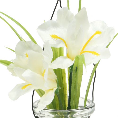 Floristik24 Iris bianco in vetro per appendere H21,5cm