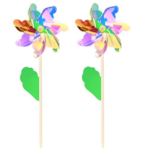 Prodotto Fiore girandola iridescente con girandola a foglia Ø17,5 cm 2 pezzi