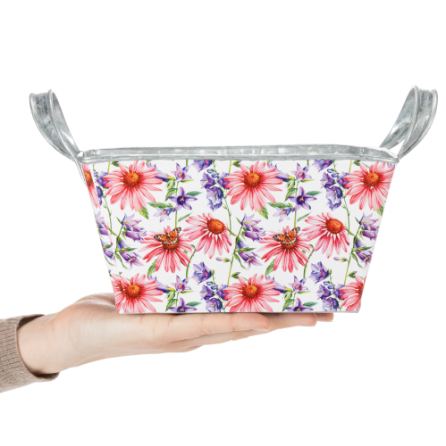 Prodotto Fioriera primaverile in metallo, decorazione 20×12,5×10 cm