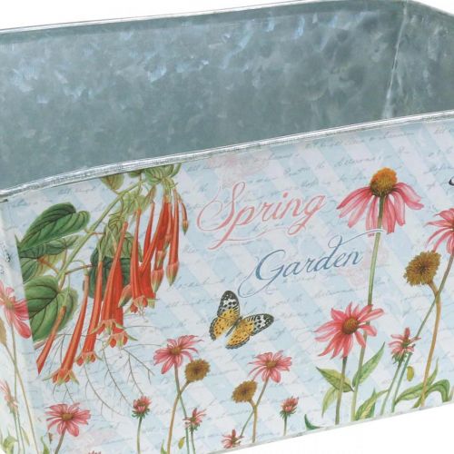 Floristik24 Fioriera Jardiniere in metallo con decoro primaverile 20 × 12 × 10cm