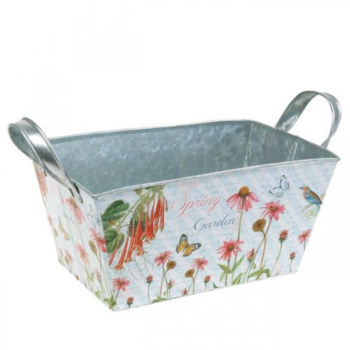 Floristik24 Fioriera per giardiniere con manici fiori in metallo decoro primaverile 23 × 14 × 11cm