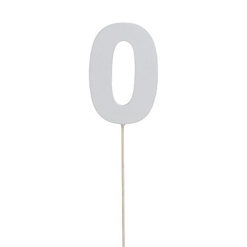 Numero anniversario "0" sul bastone bianco L27cm 10 pezzi