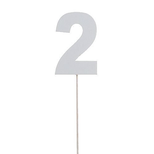 Floristik24 Numero anniversario "2" sul bastone bianco L27cm 10 pezzi
