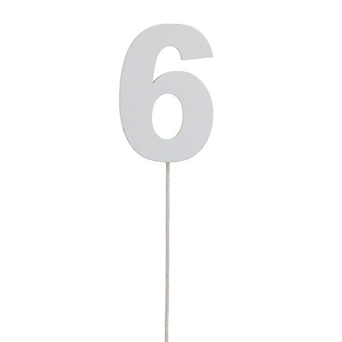 Floristik24 Numero anniversario &quot;6&quot; sul personale bianco L27cm 10 pezzi