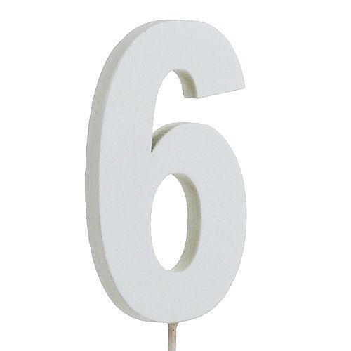 Numero anniversario &quot;6&quot; sul personale bianco L27cm 10 pezzi