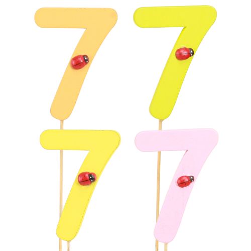 Floristik24 Numero dell&#39;anniversario &quot;7&quot; sul bastoncino Tappi numerici colorati 7,5 cm 16 pezzi