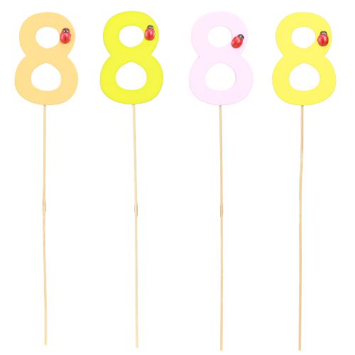 Prodotto Numero anniversario "8" Tappo numerico colorato in legno 7,5 cm 16 pezzi
