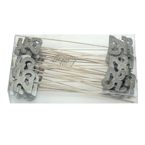 Floristik24 Numero anniversario "25" in legno argento 36 pezzi