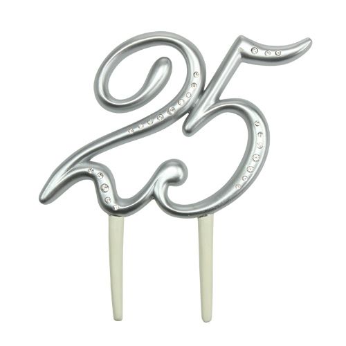 Floristik24 Numero &quot;25&quot; per collegare argento 15,5 cm