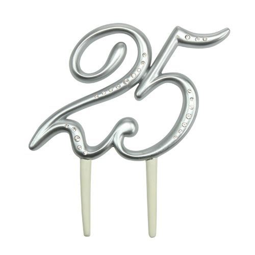 Floristik24 Numero "25" per collegare argento 15,5 cm
