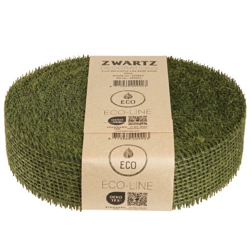 Prodotto Nastro decorativo con nastro a griglia in nastro di iuta verde oliva 5 cm 40 m