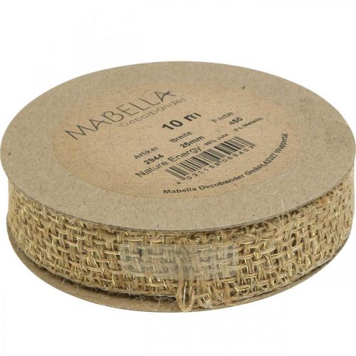 Floristik24 Nastro di iuta naturale, nastro decorativo dorato iuta deco 25mm 10m