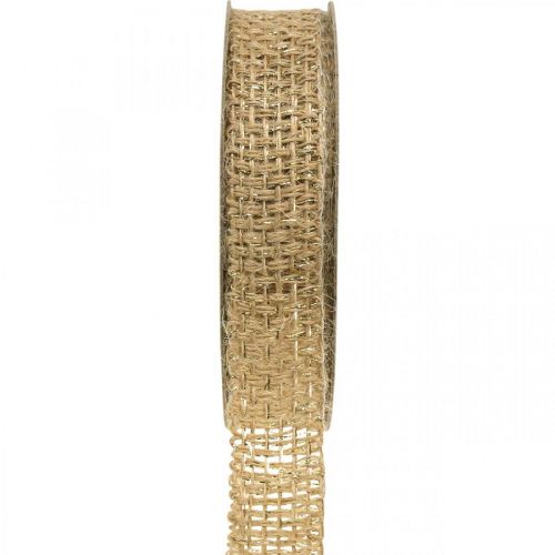 Floristik24 Nastro di juta naturale, nastro decorativo oro decorazione juta 25mm 10m