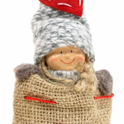 Floristik24 Sacco di iuta con decorazioni natalizie con bambola H30cm 2 pezzi