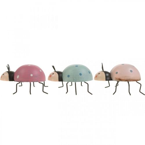 Prodotto Decorazione a forma di scarabeo, decorazione primaverile pastello, metallo 8,5×10,5 cm, 3 pezzi