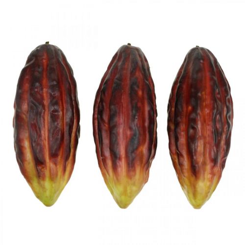 Floristik24 Vetrina di decorazione artificiale di frutta di cacao viola-verde 17 cm 3 pezzi