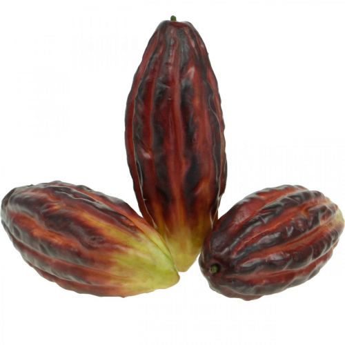 Floristik24 Vetrina di decorazione artificiale di frutta di cacao viola-verde 17 cm 3 pezzi