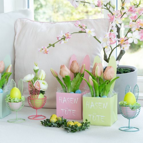 Prodotto Coniglio in filo metallico come oggetto decorativo aperto per idee moderne primaverili e pasquali, 16 cm, 3 pezzi