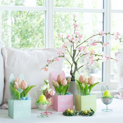 Prodotto Coniglio in filo metallico come oggetto decorativo aperto per idee moderne primaverili e pasquali, 16 cm, 3 pezzi